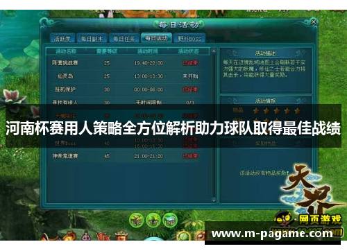 河南杯赛用人策略全方位解析助力球队取得最佳战绩